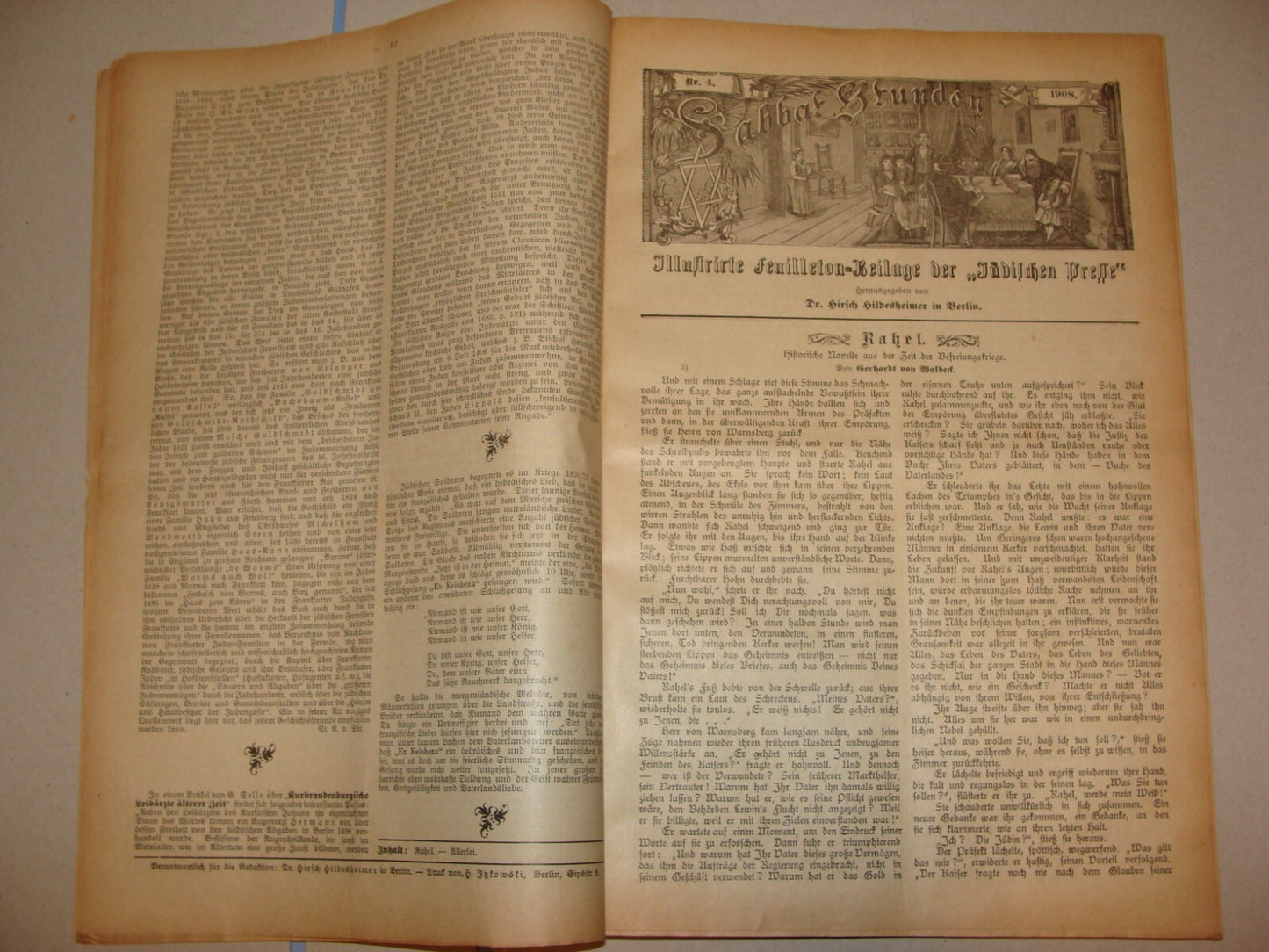 Germany Newspaper Jewish RARE Judaica German Sabbat Stunden 1908 Hildesheimer
