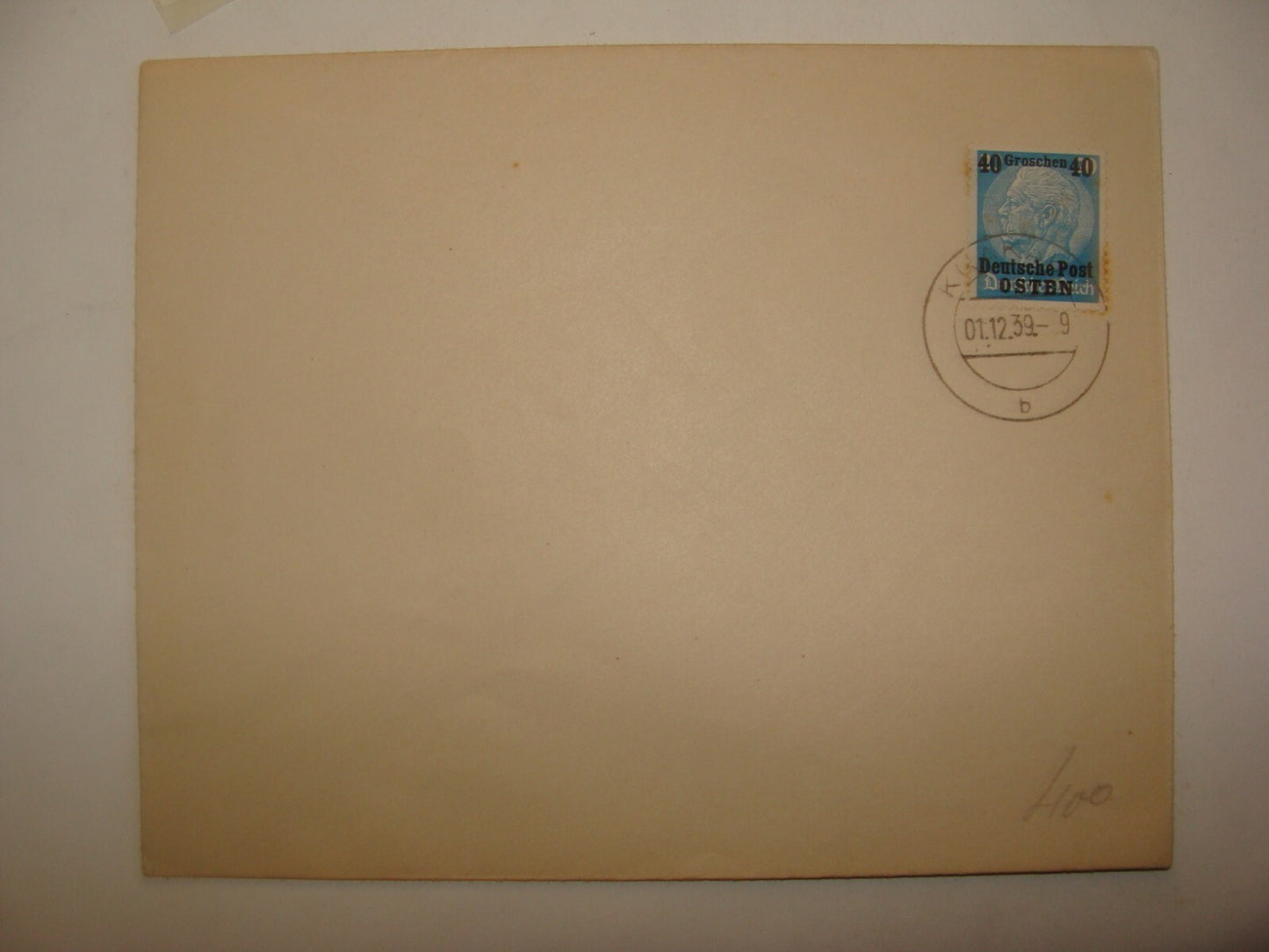 Germany 1939   WWII 40 Groschen Overprint Stamp Cover Unused Reich Poland OSTEN