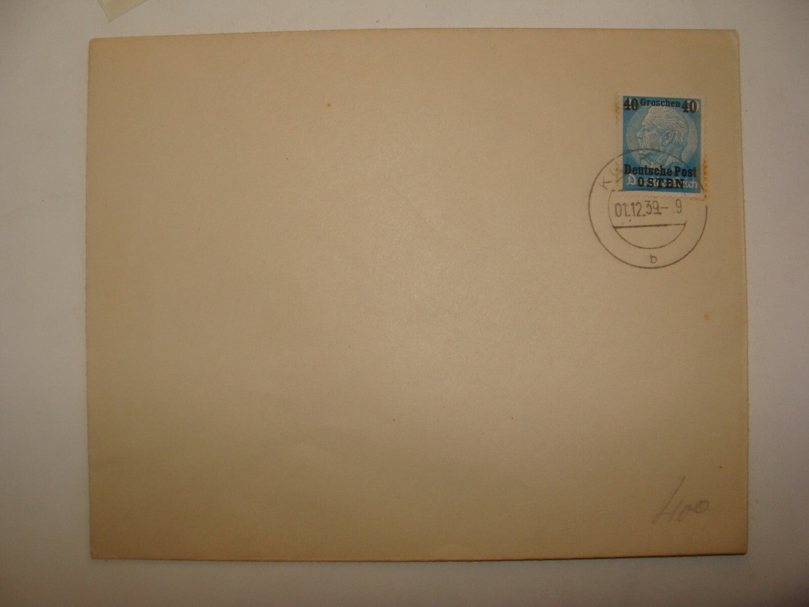 Germany 1939   WWII 40 Groschen Overprint Stamp Cover Unused Reich Poland OSTEN