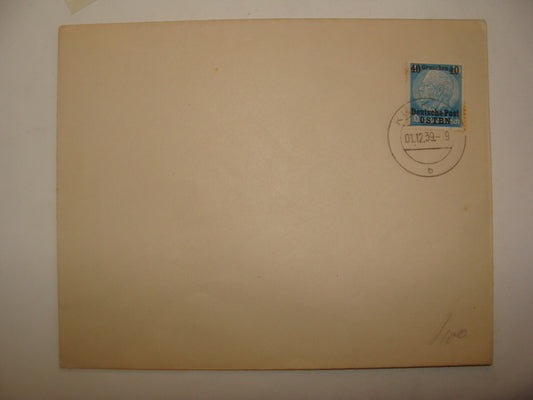 Germany 1939   WWII 40 Groschen Overprint Stamp Cover Unused Reich Poland OSTEN
