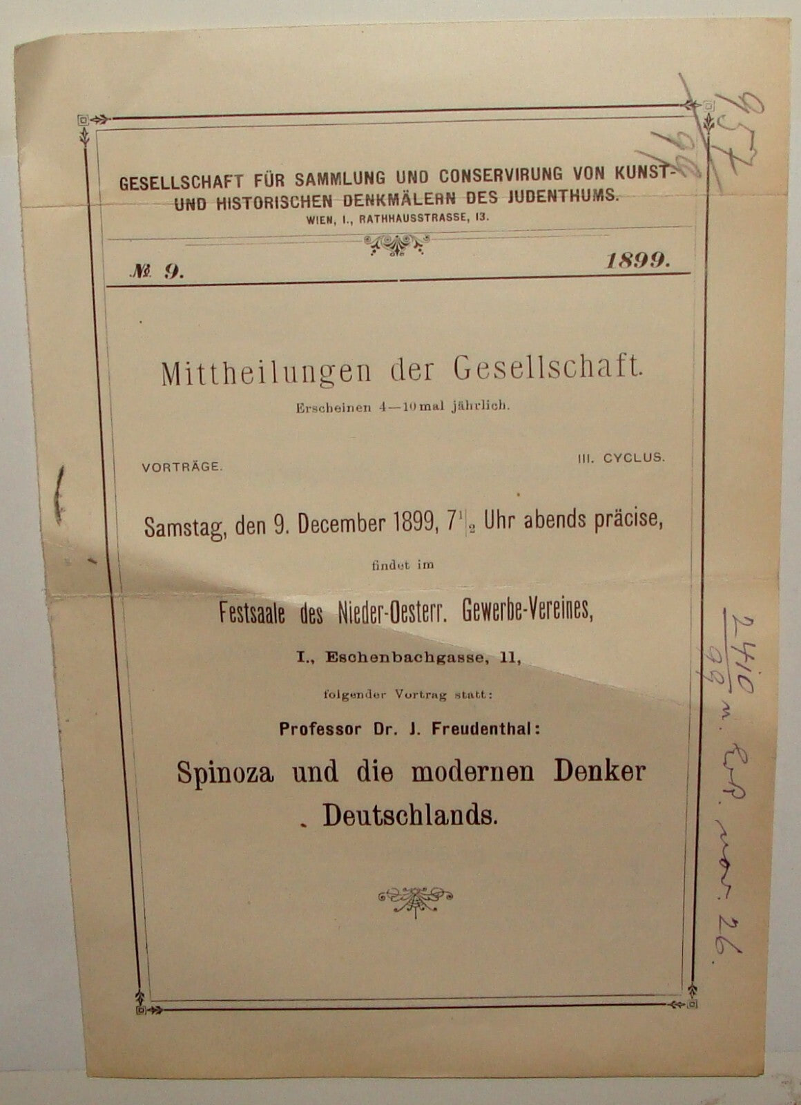 RARE Jewish Judaica Antique German Austria Vienna Art History Association 1899