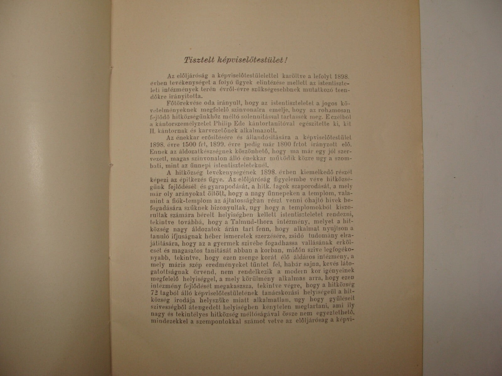 Jewish Judaica Antique 1899 Hungary Szeged Budapest Jews Religious Community