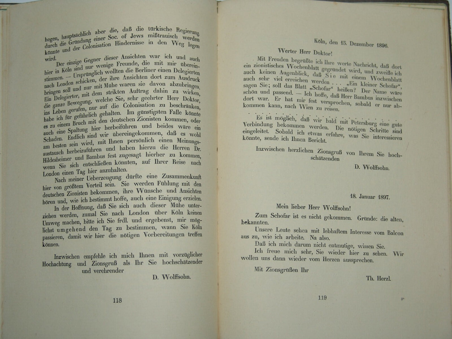 Book Jewish Judaica 1921 David Wolffsohn Herzl Zionism Zionist Congress German