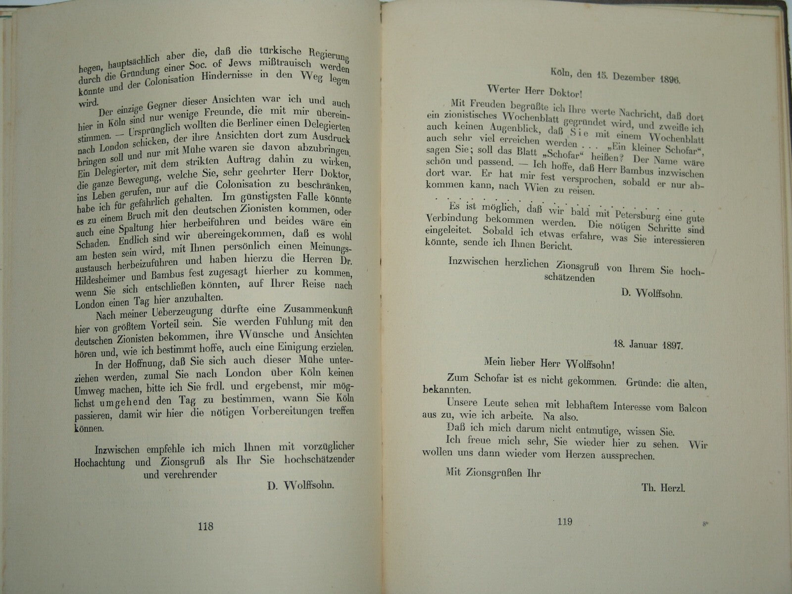 Book Jewish Judaica 1921 David Wolffsohn Herzl Zionism Zionist Congress German