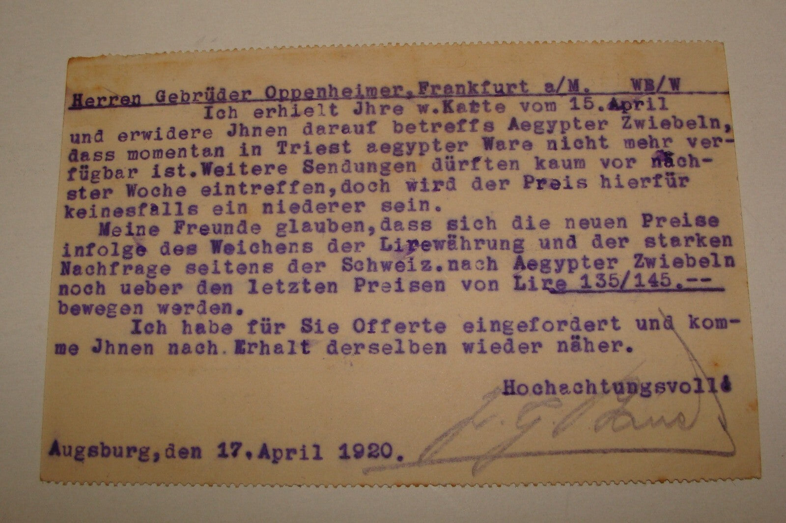 Germany 1920 German Stamp Letter Postcard Bayern Augsburg Oppenheimer