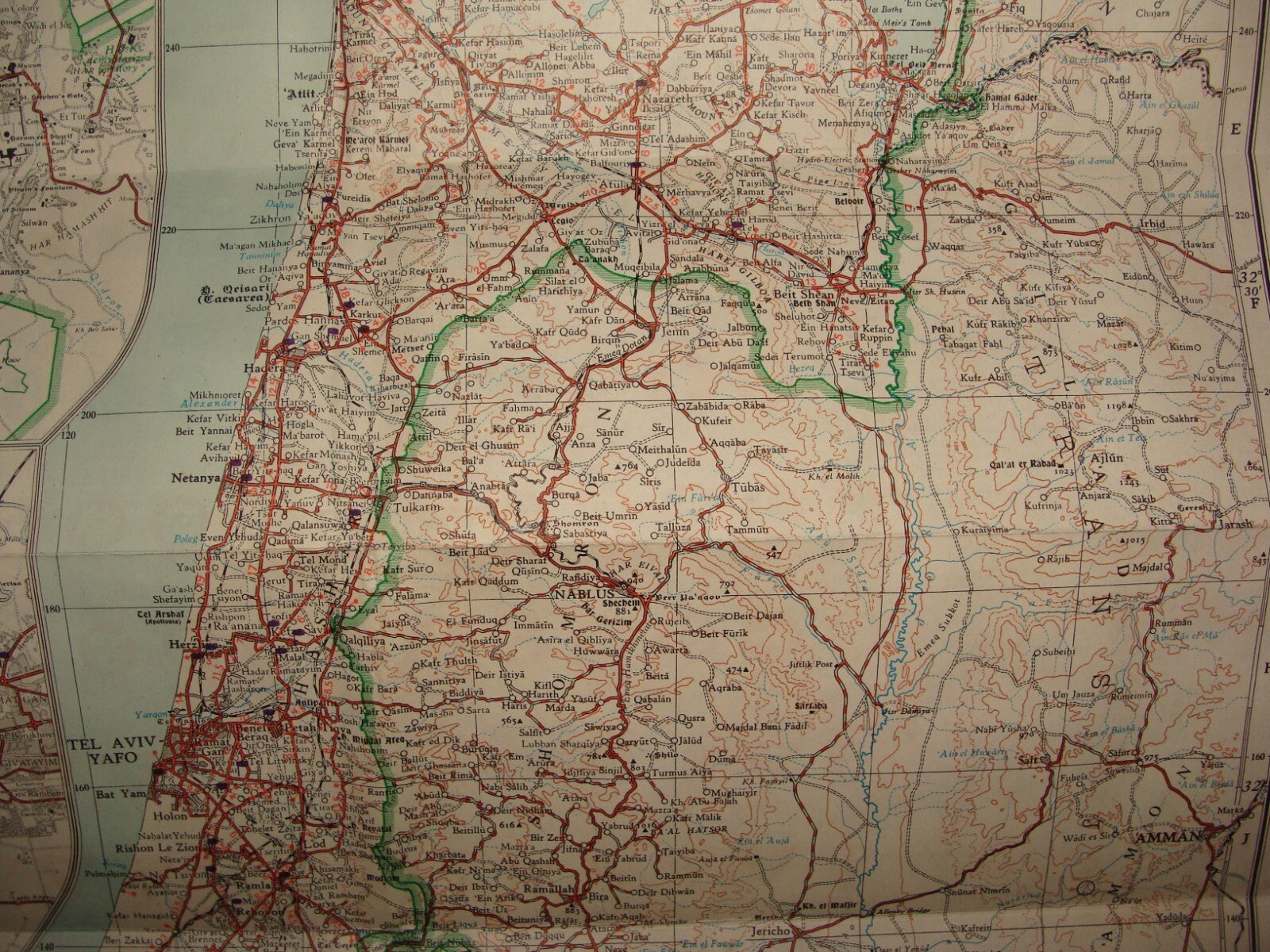 Map Israel 1960 Pre Six Day War SONOL Gas Oil Petroleum Company