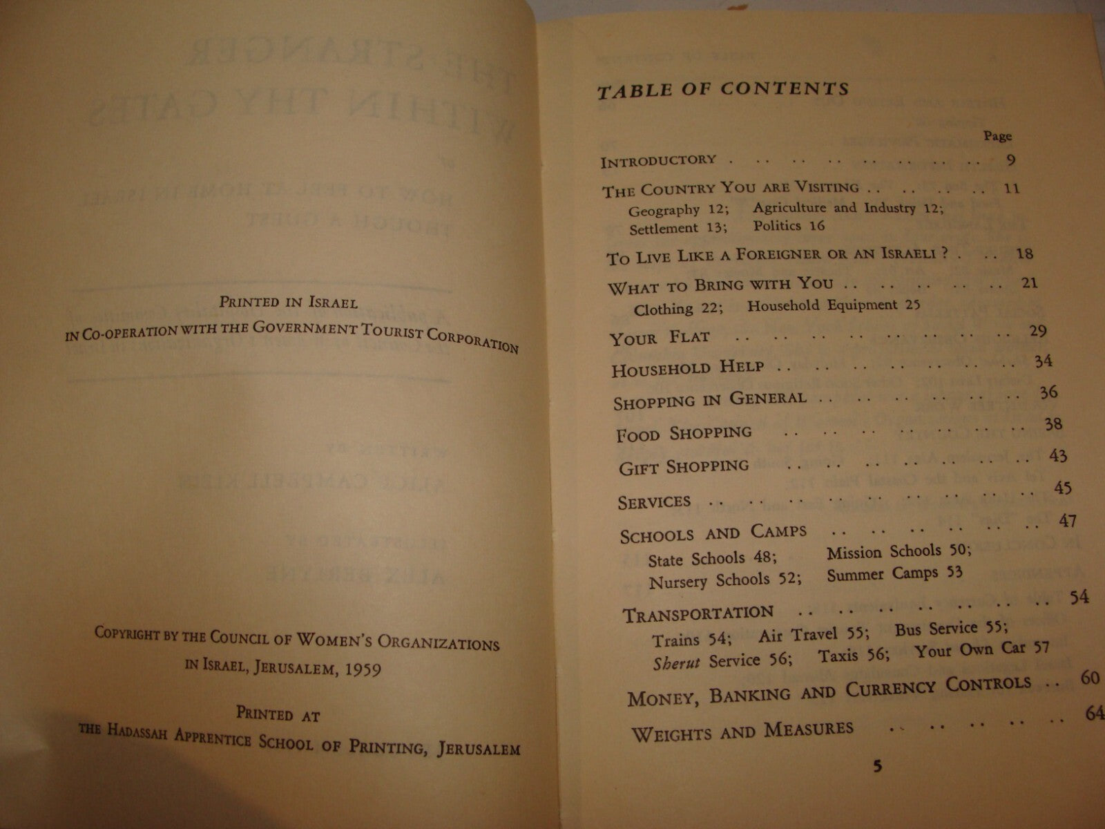Jewish Judaica 1959 The Stranger Within Thy Gates Israel Book Guide Map English