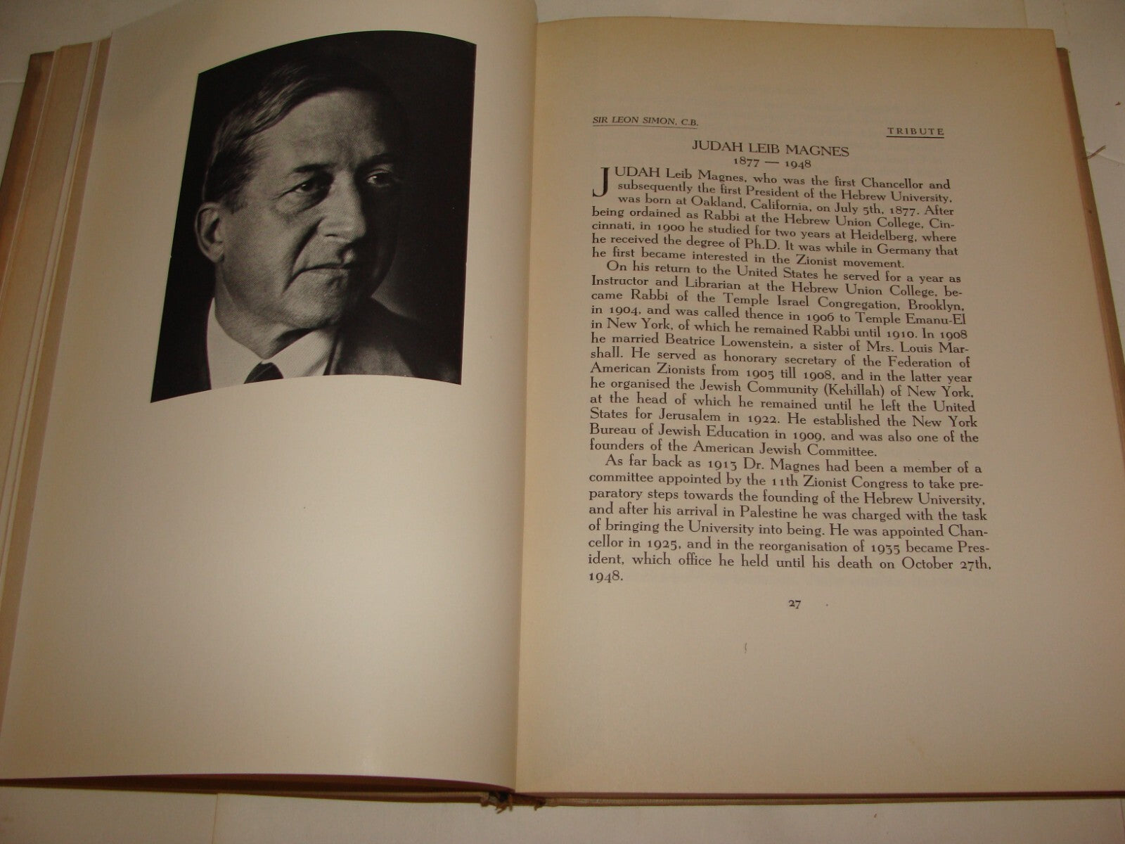 Book Jewish Judaica Hebrew University Of Jerusalem 1925-1950 Semi Jubilee Photos