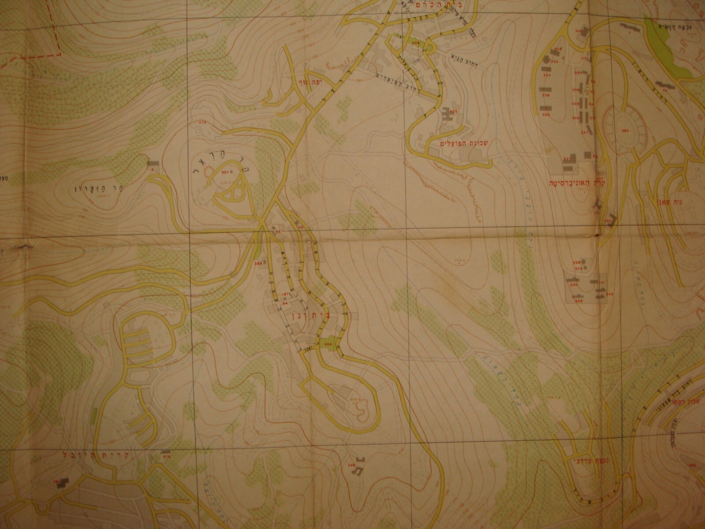 Map Israel 1958 JERUSALEM Hebrew 1:10,000 Large Size 82x107 cm