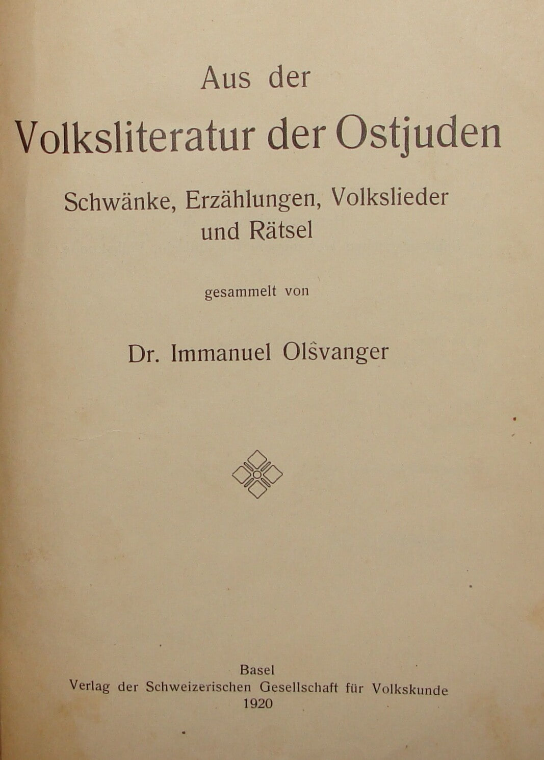 Book Jewish Judaica 1920 German Eastern Jews Literature Stories Switzerland