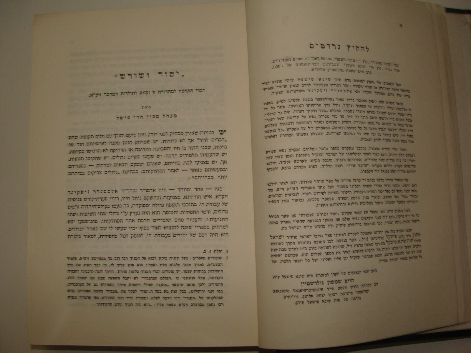 Book Jewish Judaica Rabbi יסוד ושורש העבודה Rabbi Zvi Yheuda Meltzer SIGNED 1965