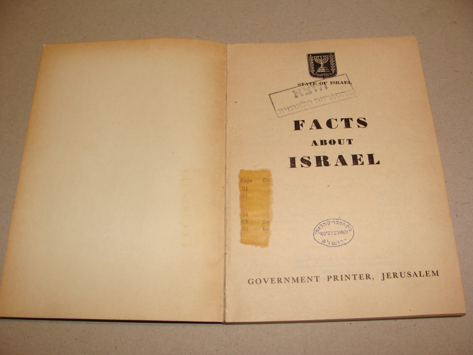 Book Jewish Judaica 1957 Israel Israeli Facts Guide Information History Map