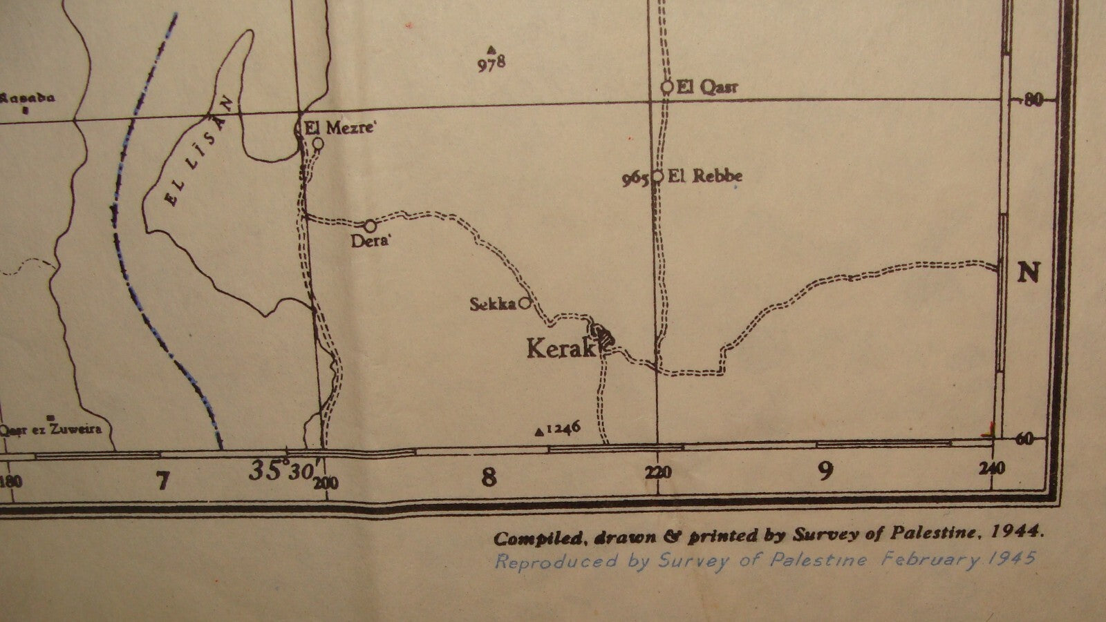 RARE 1945 WWII British Army Military Palestine Israel CONVOY ROUTES Map