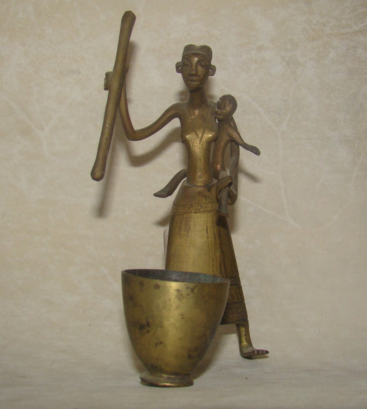 Vintage Africa Sculpture Bronze Copper Tribal Native Art