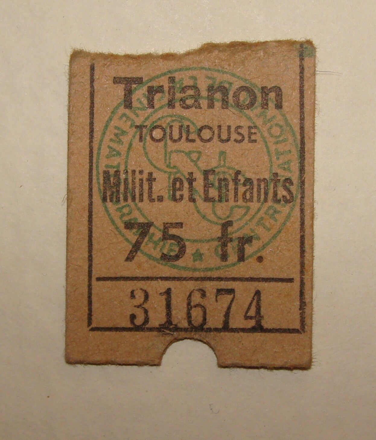 France Trianon Toulouse Train Railway or Bus Transport Ticket