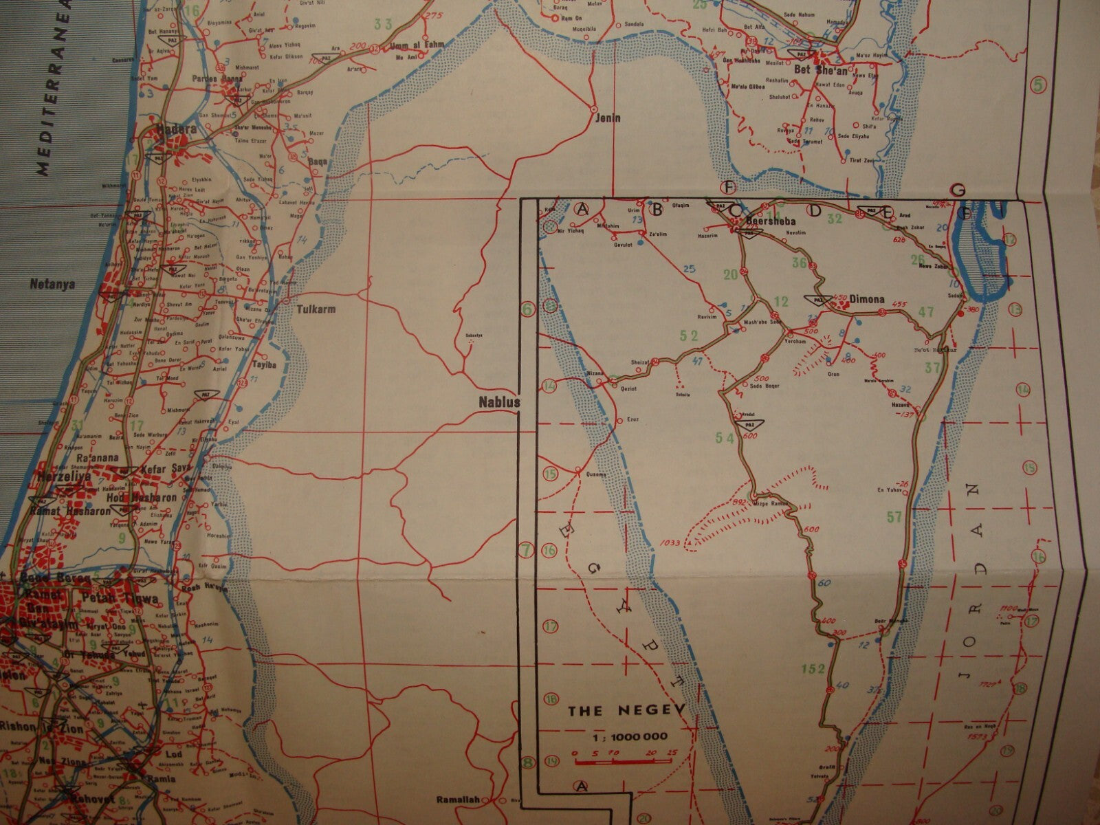 Jewish Judaica Israel 1965 Pre Six Day War Road Map PAZ Oil Gas Company
