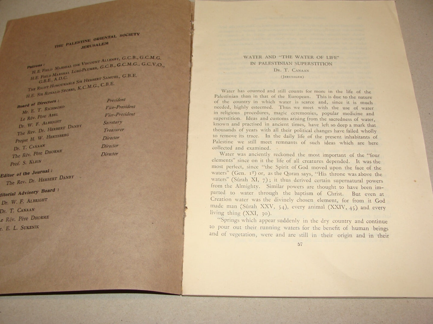 $ Journal Palestine 1929 Israel Oriental Society x2 Jewish Judaica