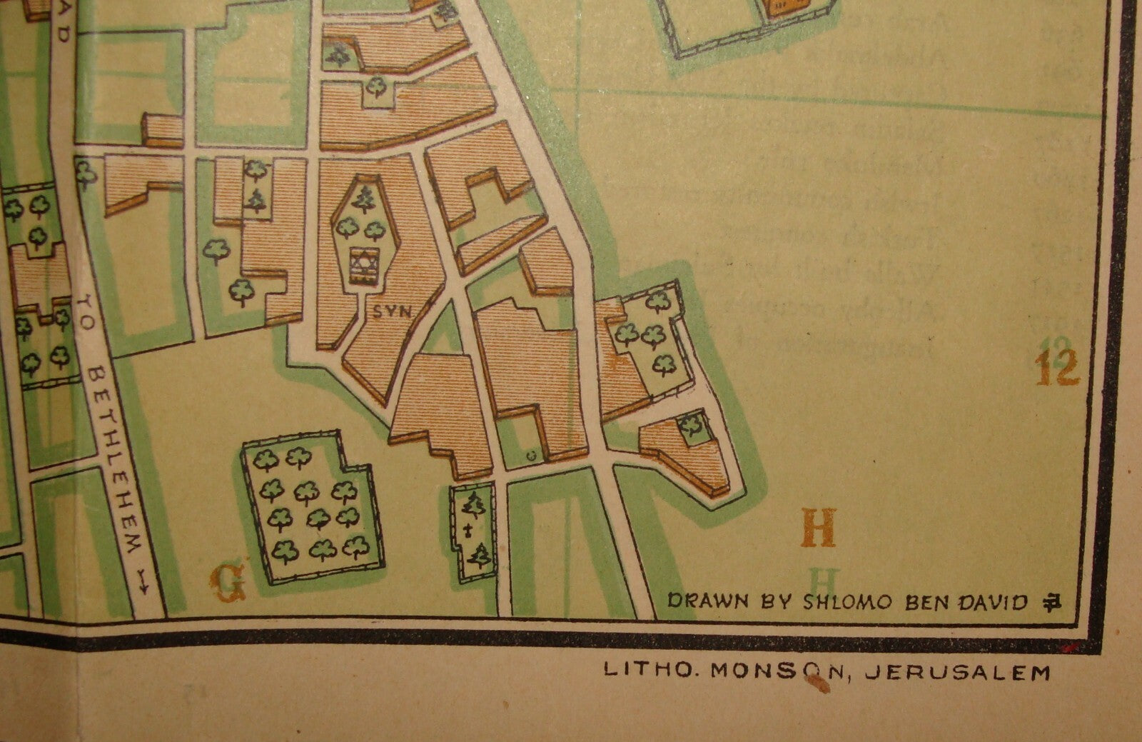 RARE 1941 Steimatzky’s Pictorial Map Jerusalem Palestine Israel Monson Litho
