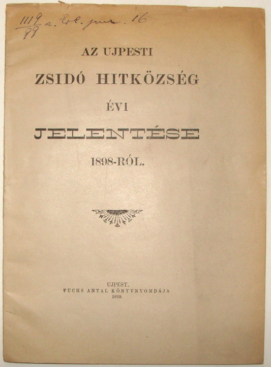 Jewish Judaica Antique 1899 Hungary Szeged Budapest Jews Religious Community