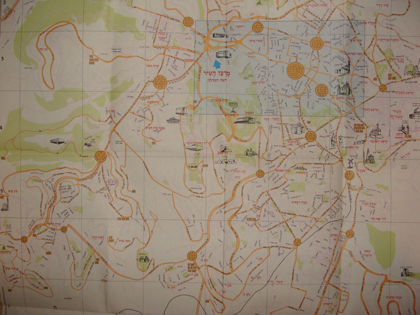 Map Jewish 1985 Judaica Israel Israeli Hebrew EGGED Bus Company Lines Jerusalem