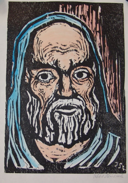 Jewish Judaica Woodcut Jacob Steinhardt signed portrait