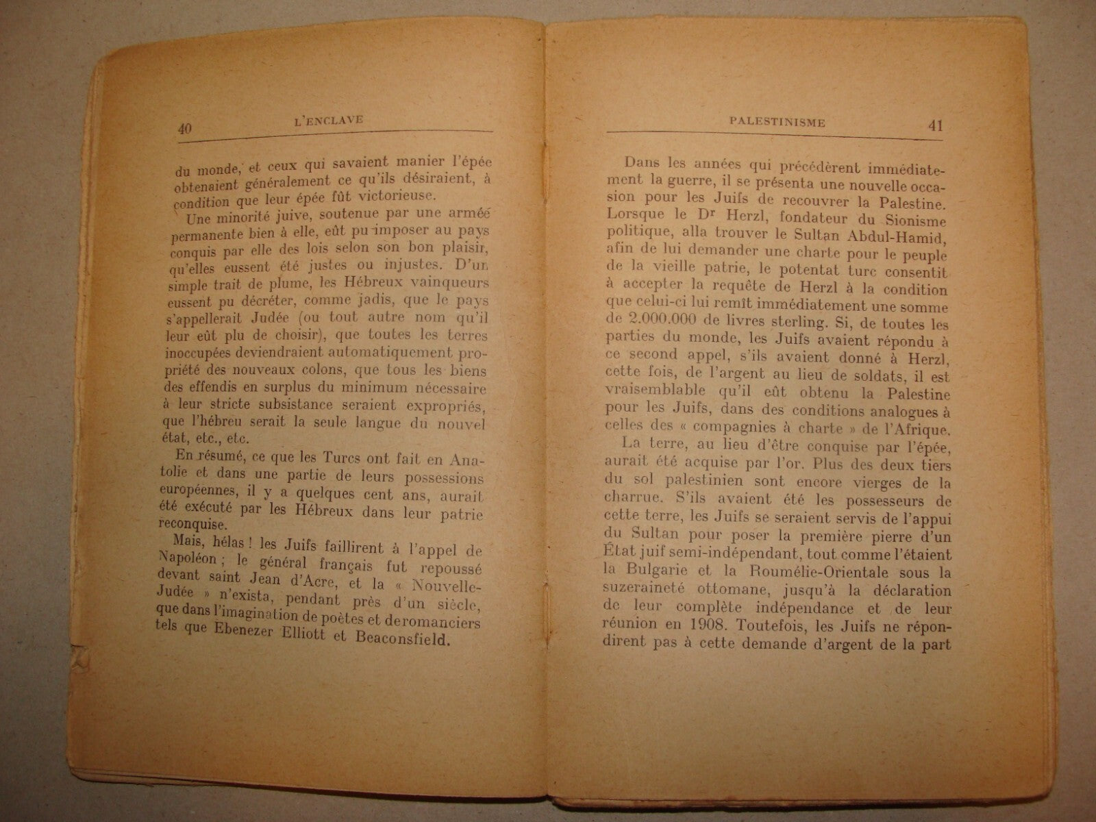 Book Jewish 1931 ITAMAR BEN AVI L'ENCLAVE French 1st Edition Zionist Palestine