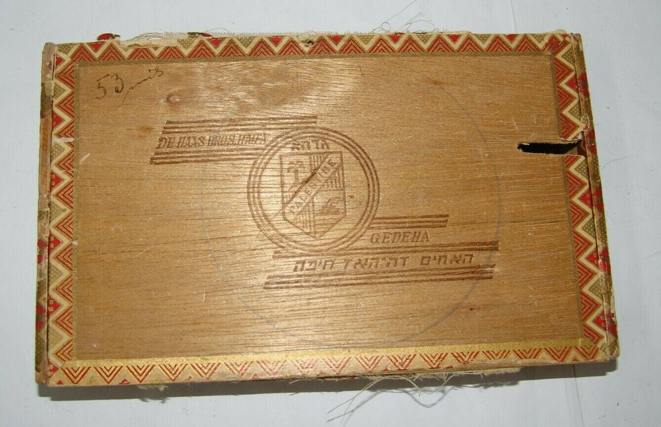 ad Palestine Jewish Eretz Israel De Haas Haifa GEDEHA cigarette wood box
