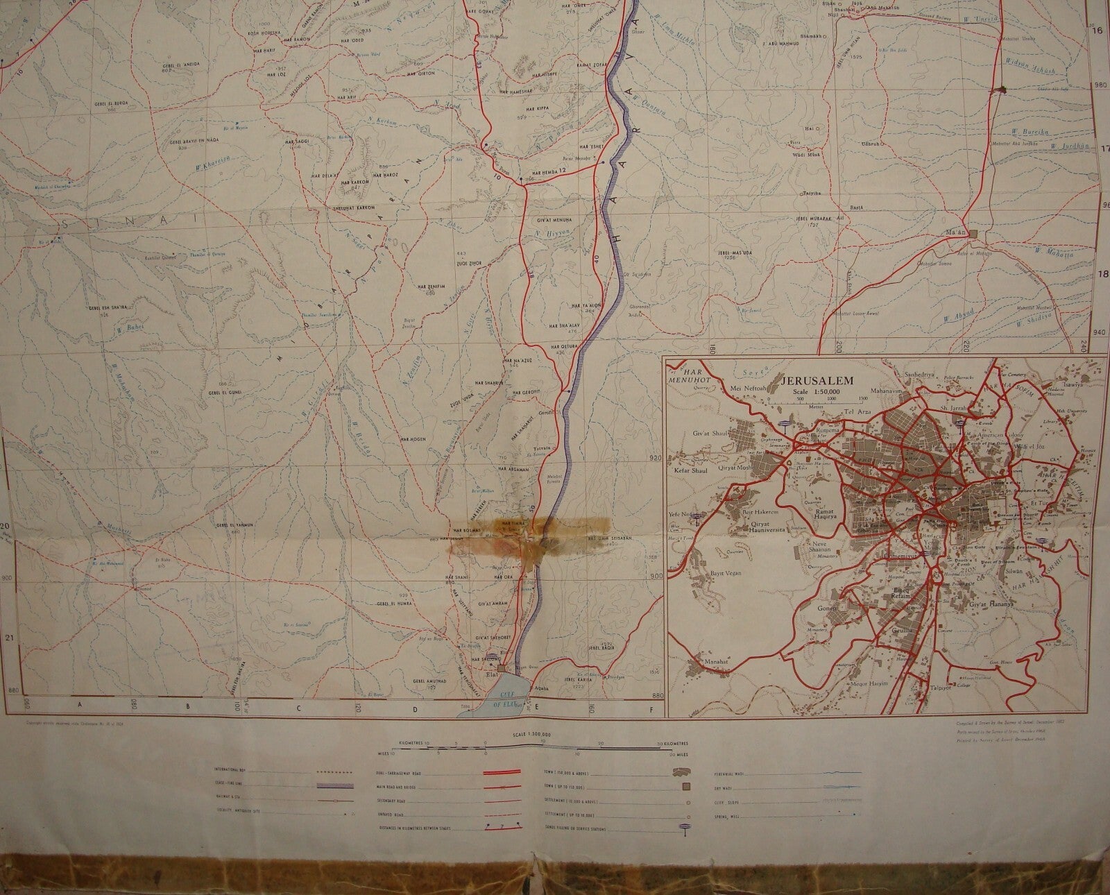 Map Israel 1962 Motor Sonol Gas Oil Petroleum Company