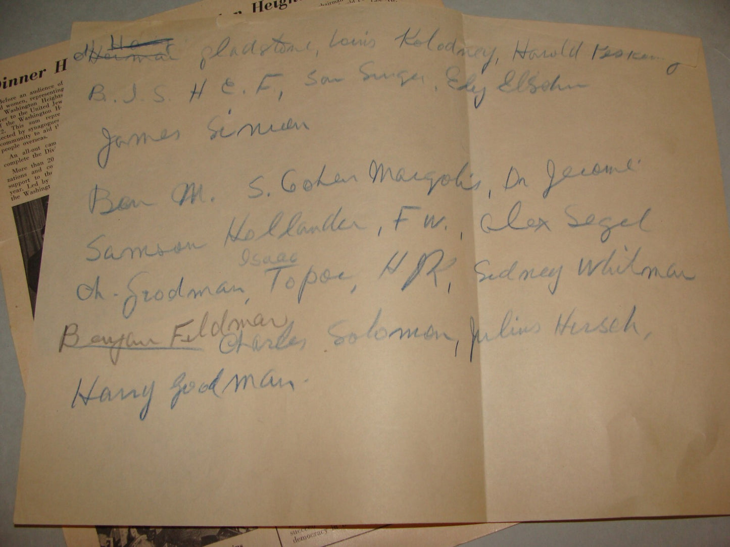 $ Photo Jewish American Judaica United Appeal 1946 Dinner USA Washington Heights