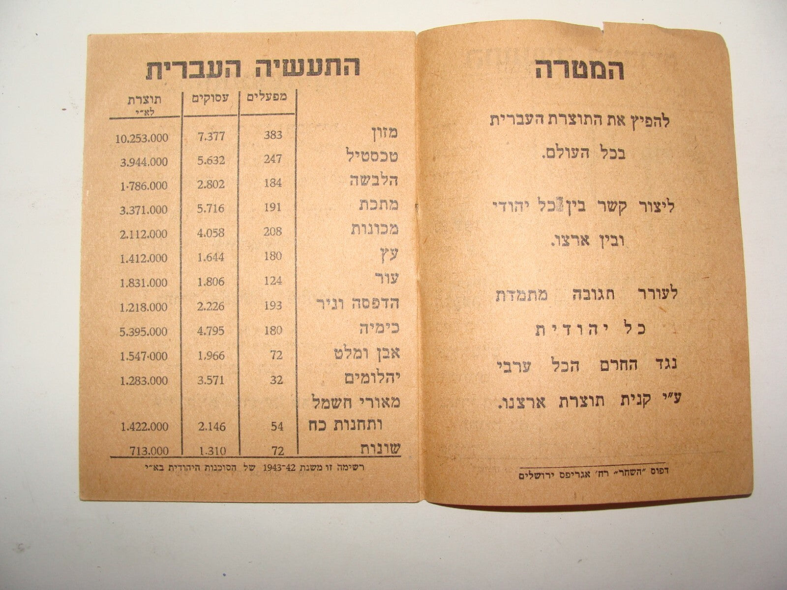 Ad Palestine Jewish Hebrew Israel ALEH Company Zionist Factory Industry Brochure
