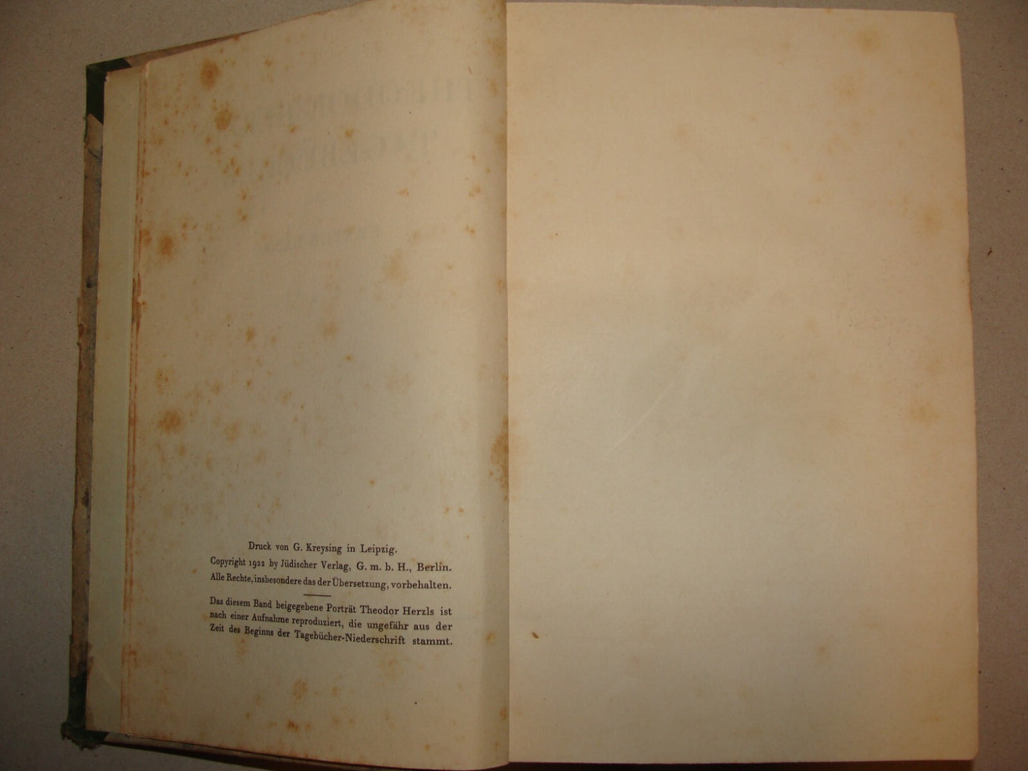 Germany Book Jewish Judaica 1922 German   HERZL History Zionism