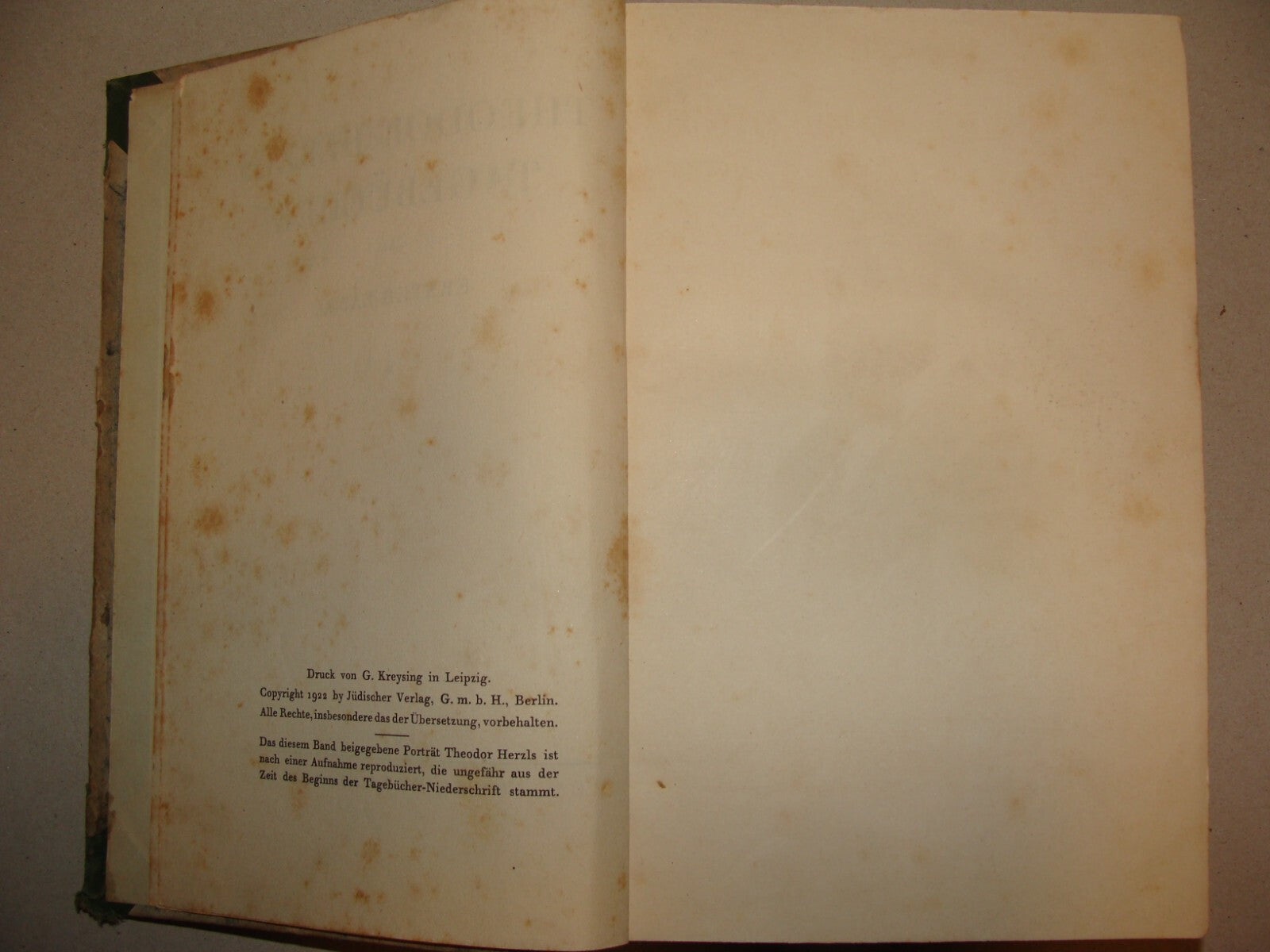 Germany Book Jewish Judaica 1922 German   HERZL History Zionism