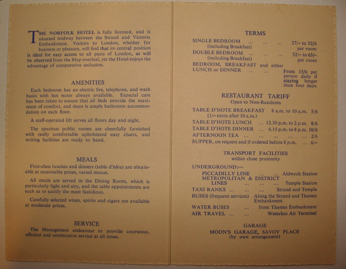 1957 UK Britain England London Norfolk Hotel Guide Tourist Brochure Info