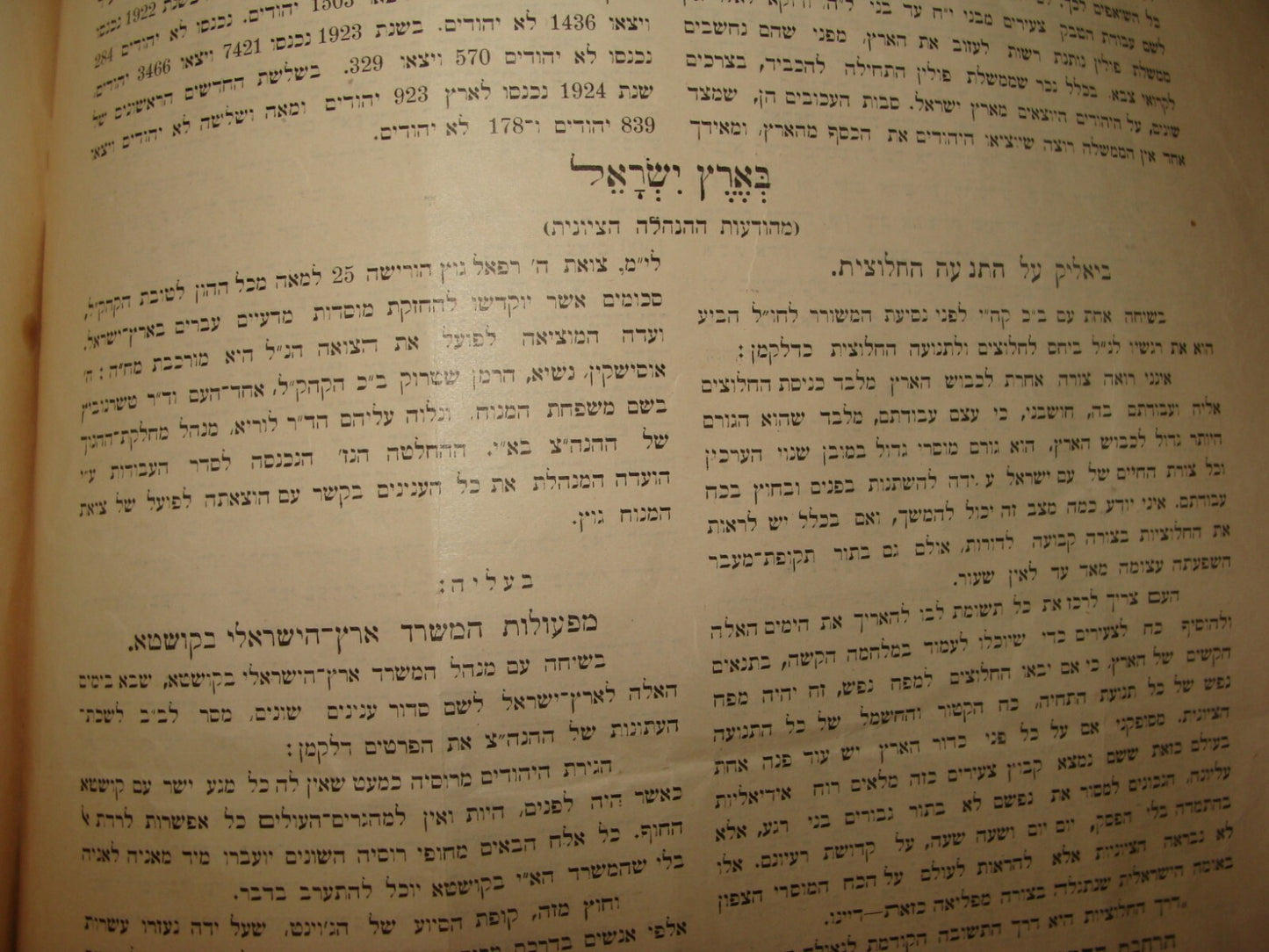 Bulletin Palestine Jewish Judaica 1924 Israel Zionist Hebrew Jerusalem Moshava