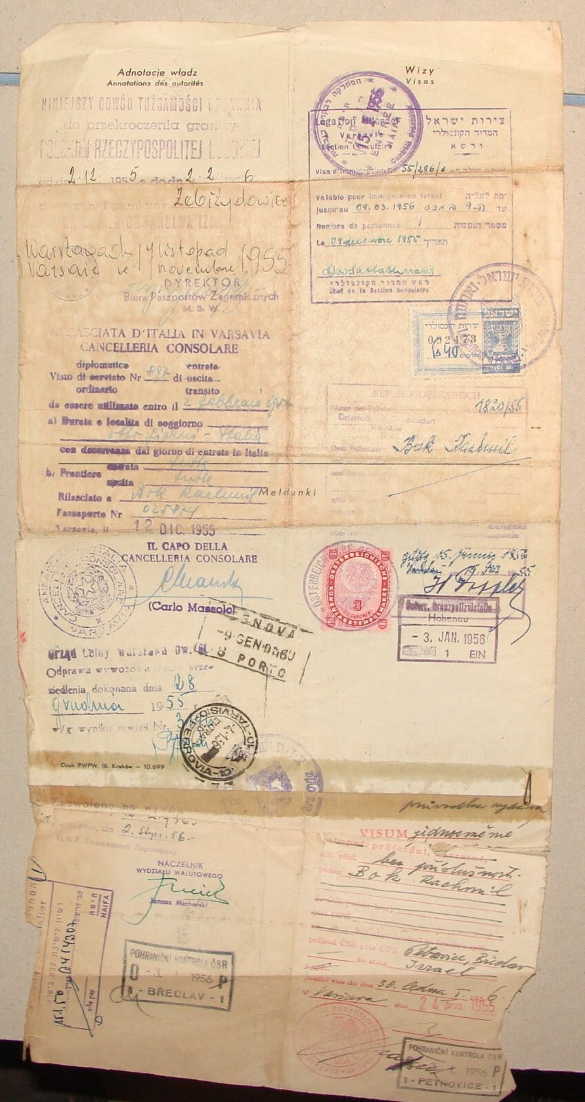 Card Jewish Judaica 1950s Poland Identity Passport Israel Consul Consulate Visa