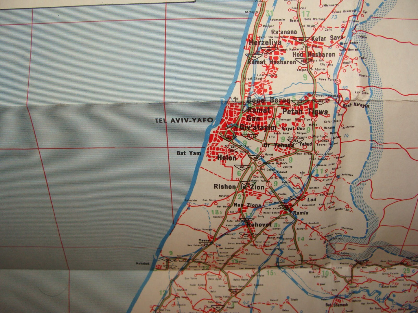 Jewish Judaica Israel 1965 Pre Six Day War Road Map PAZ Oil Gas Company