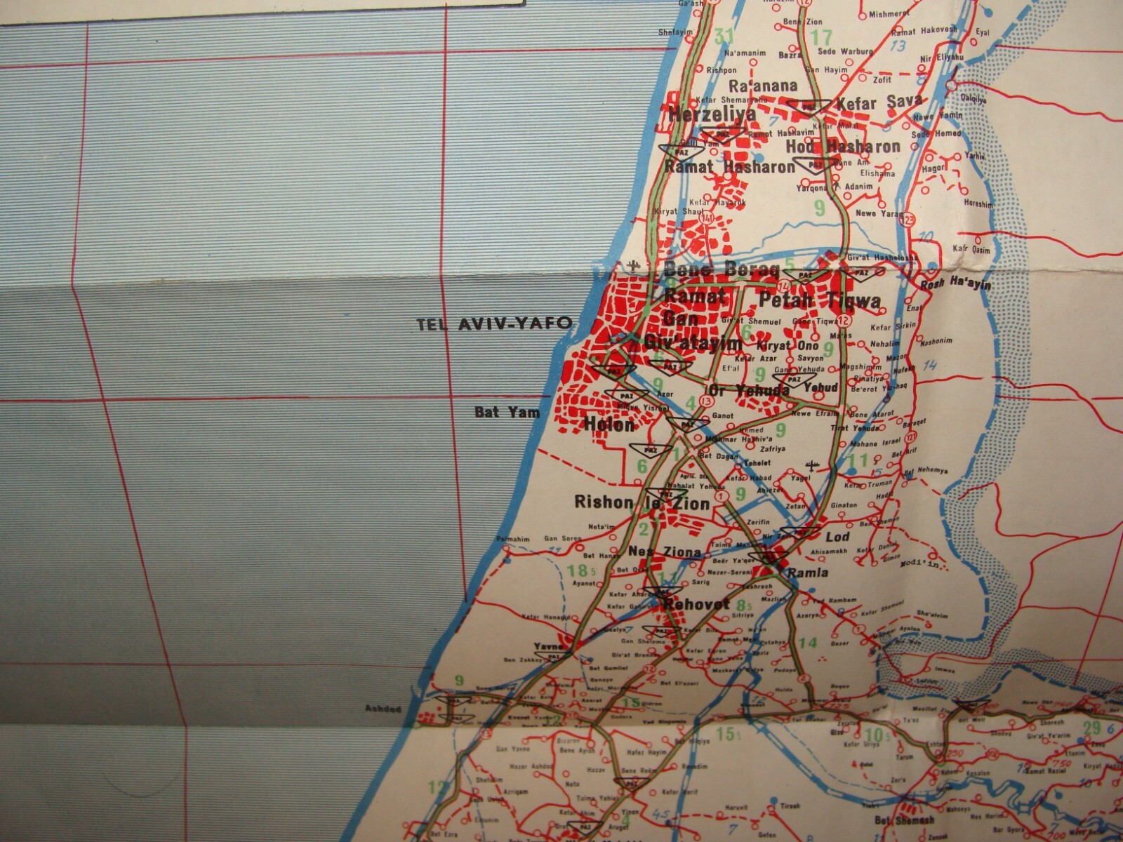 Jewish Judaica Israel 1965 Pre Six Day War Road Map PAZ Oil Gas Company
