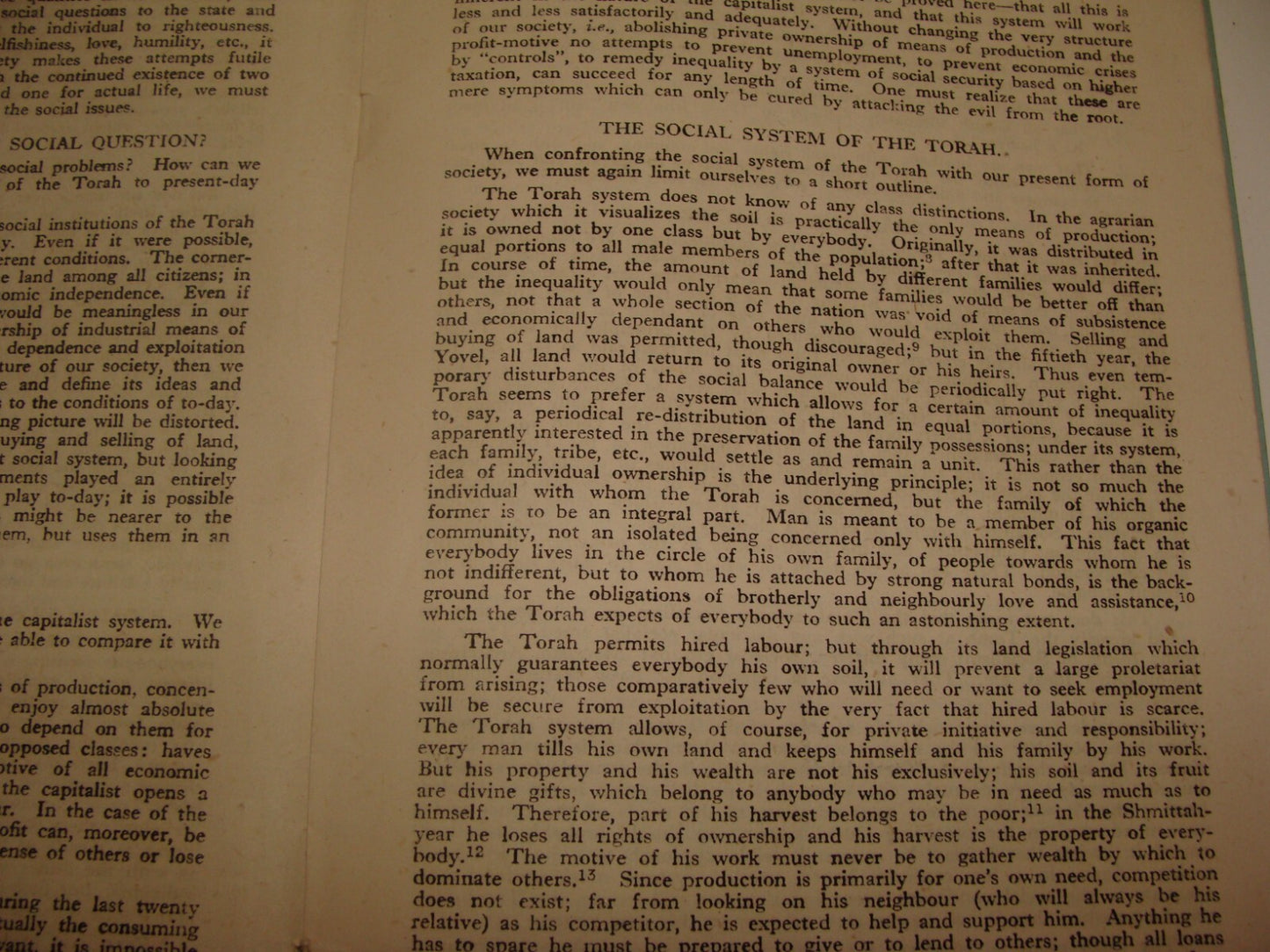 Jewish Judaica 1944 TORAH AND SOCIAL ORDER Rabbi Heinemann Zionist London Youth