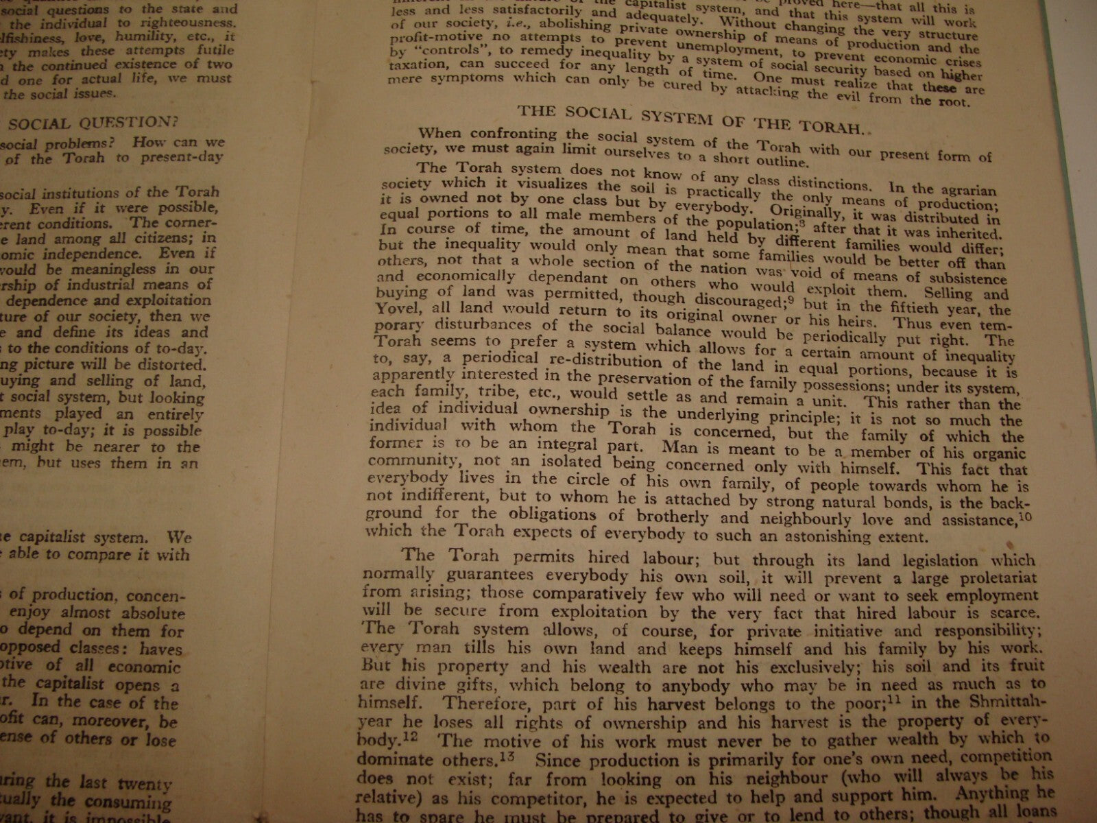 Jewish Judaica 1944 TORAH AND SOCIAL ORDER Rabbi Heinemann Zionist London Youth