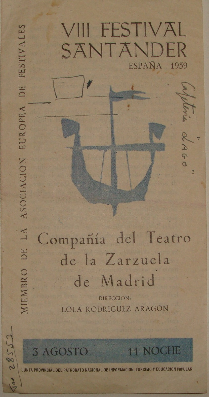 Spain 1959 VIII Festival Santander Brochure Program Marina Opera Theater Ballet