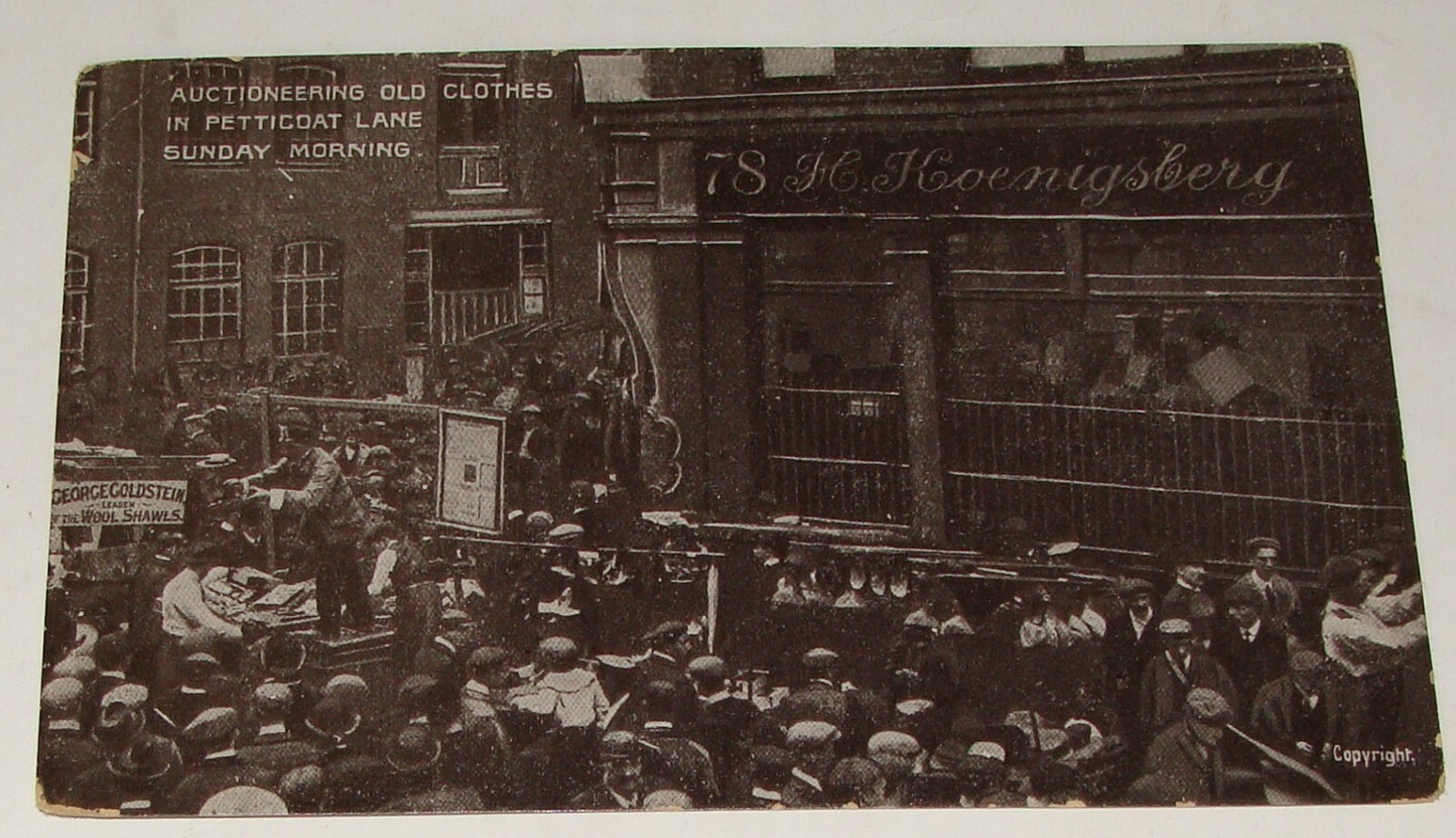 Photo Jewish Card Judaica London Petticoat Lane Market Auctioneering Clothes