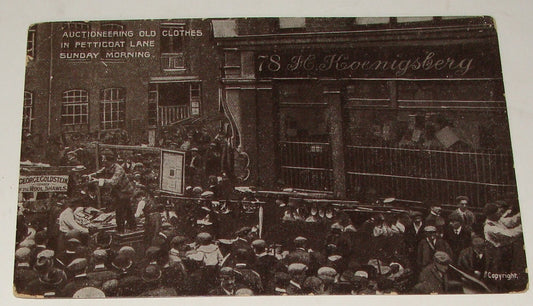 Photo Jewish Card Judaica London Petticoat Lane Market Auctioneering Clothes