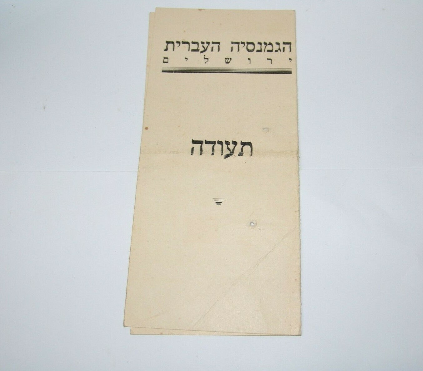 report Palestine Jewish Gymnasia Ivrit Jerusalem school student card 1937 תרצ"ז