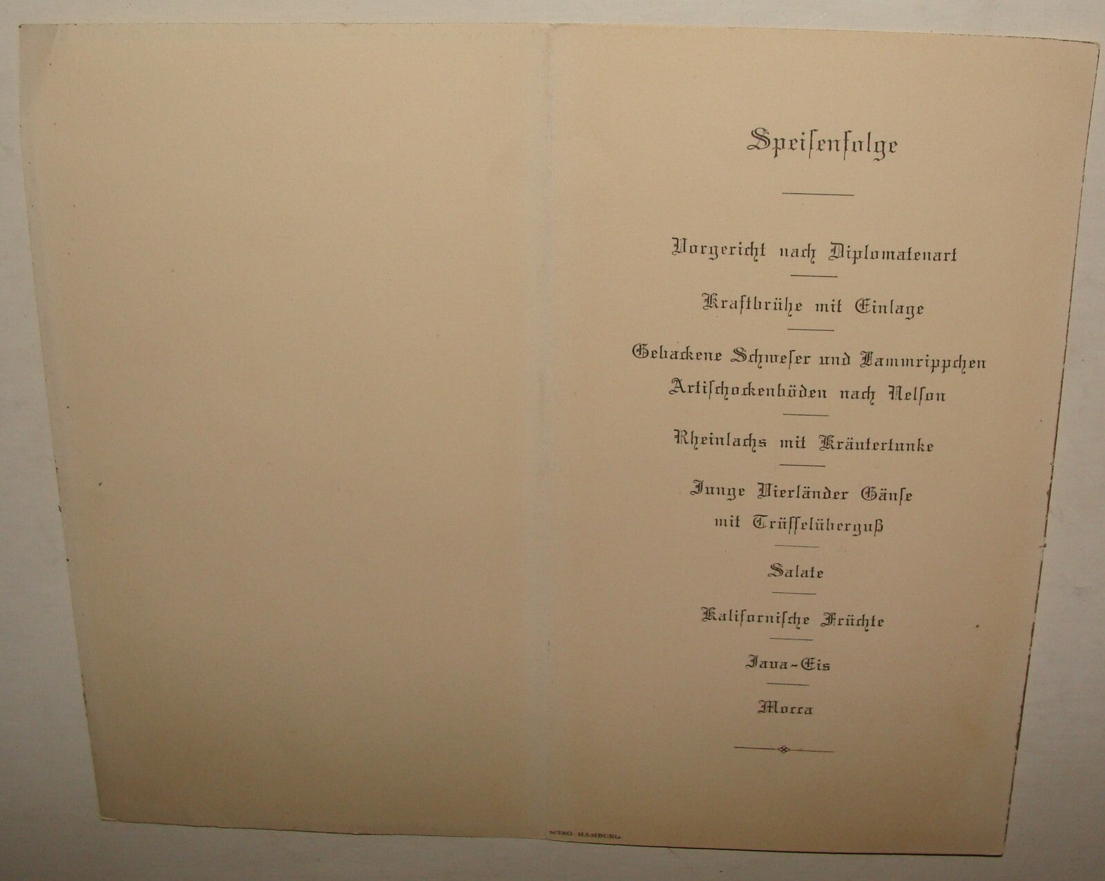 Germany 1924 Jewish Judaica German Hamburg HIRSCH Bar Mitzvah Invitation Menu