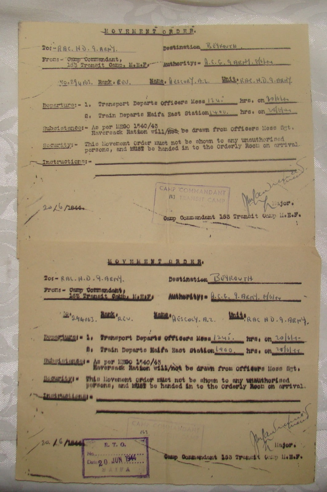 letter Jewish judaica rabbi A.Z. Aescoly ww2 British brigade army soldier 1944