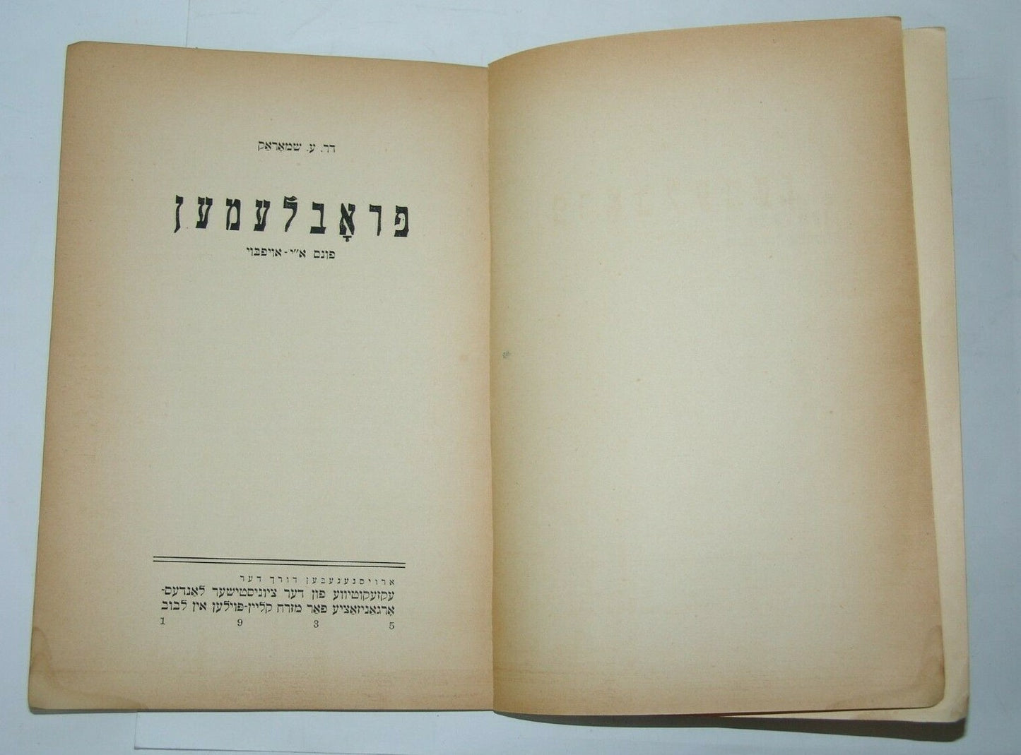 Book Jewish Judaica zionist zionism Leviv Poland Ukraine 1935 yiddish