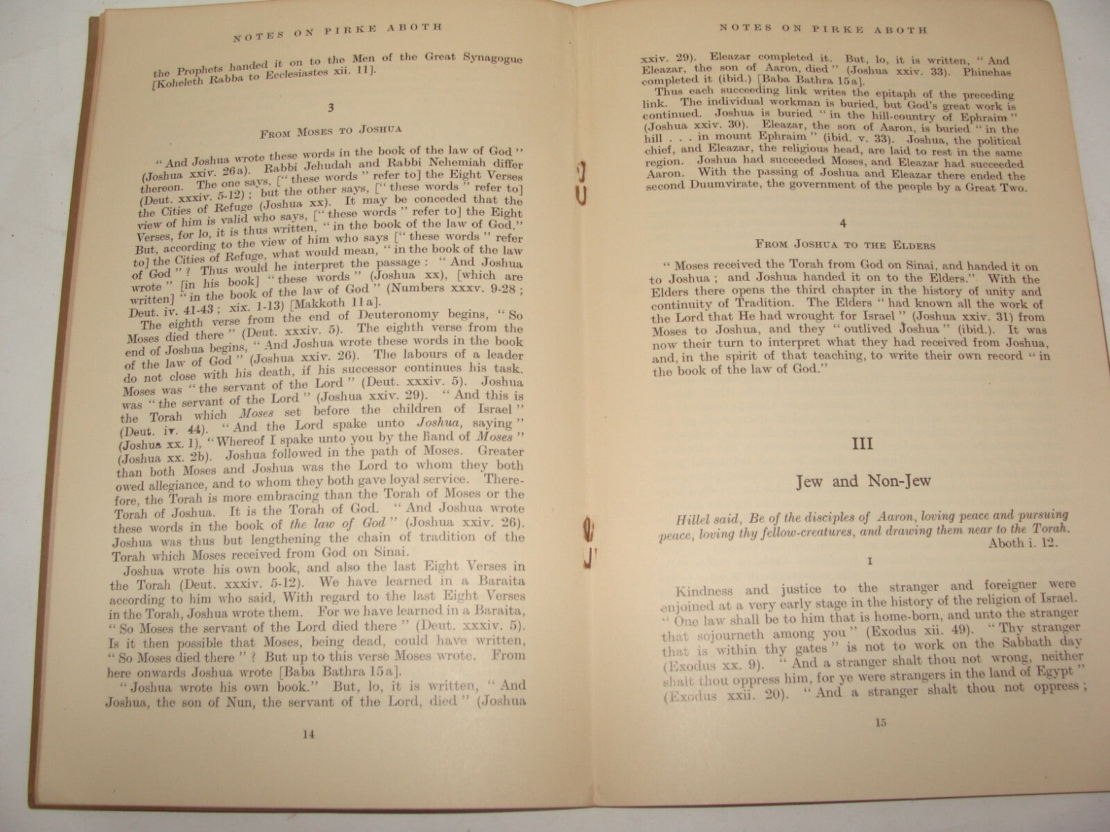 Booklet Jewish Judaica Rabbi Levy Notes on Pirke Aboth London 1939