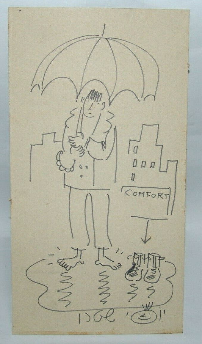 Card Jewish israel israeli art Jossi Stern יוסי שטרן signed Sketch on cardboard