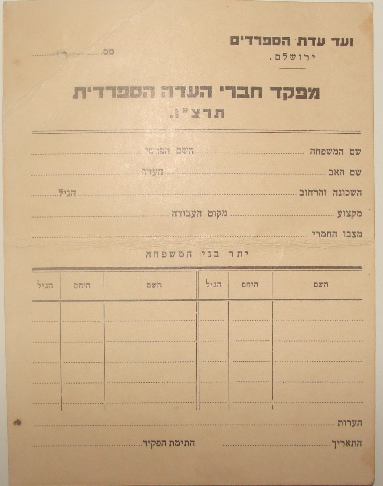 Card Palestine Jewish Judaica 1935 Israel Jerusalem Sephardic Committee
