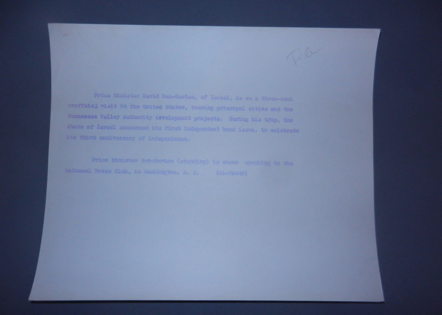 Jewish Judaica vintage israel Press photo David Ben Gurion USA visit 1951